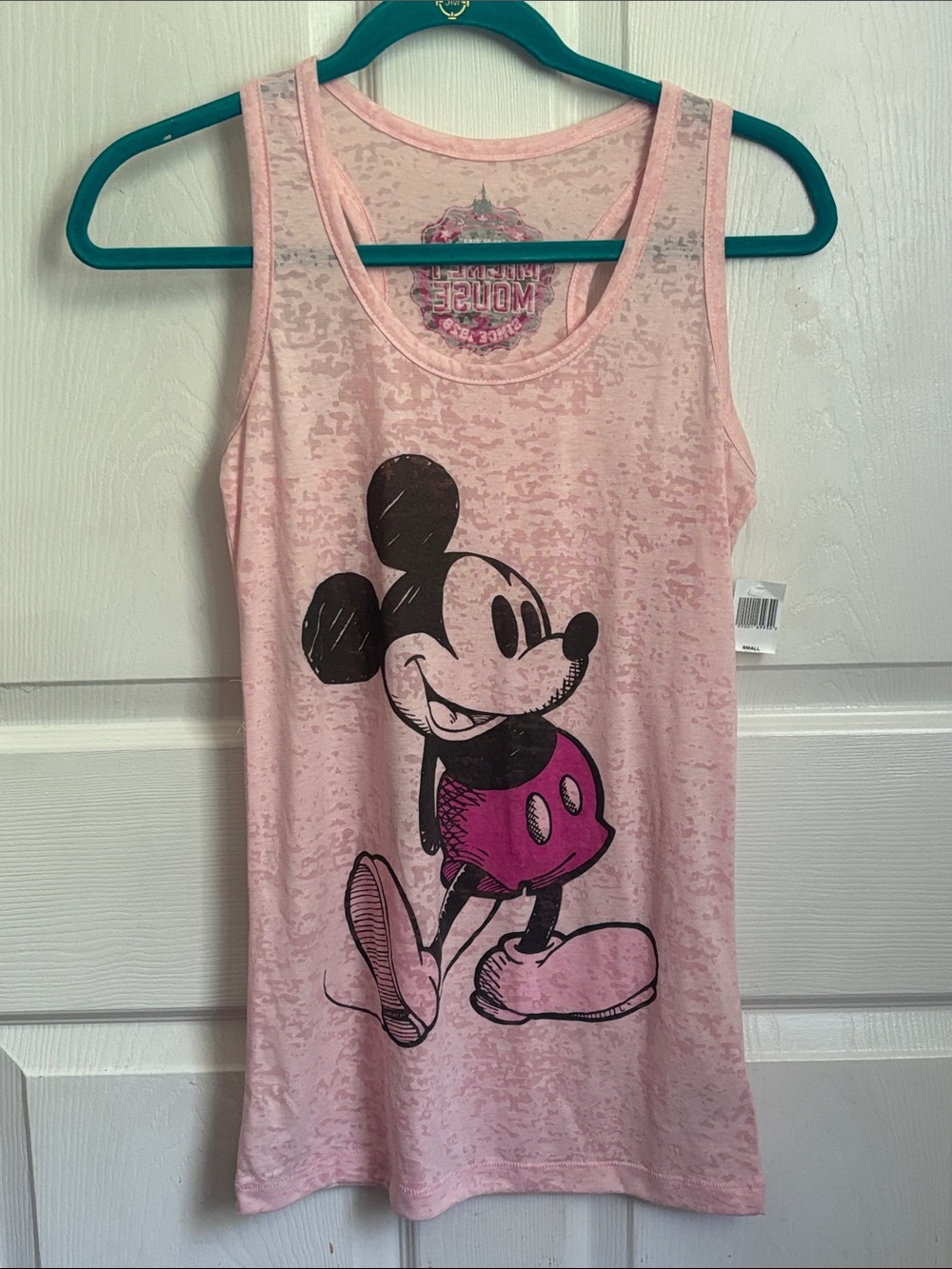 New NWT Disney Parks Pink Mickey Mouse Burnout Tank Top Size Small vacation top